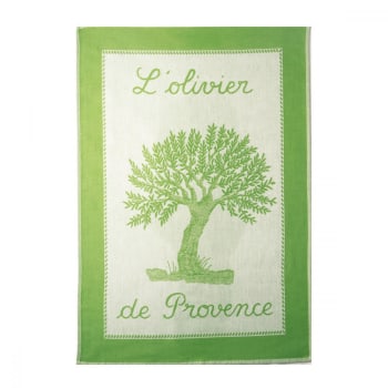 Olivier - Torchon en coton vert 50x75