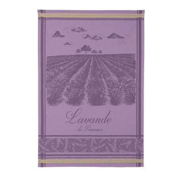 Champs de lavande - Torchon en jacquard de coton violet 50x75