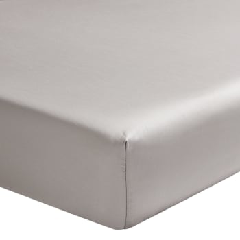 TEOPHILE - Drap housse en satin de coton lune 160x200