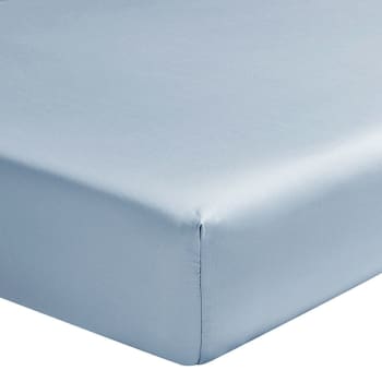 TEOPHILE - Drap housse en satin de coton baltique 140x200