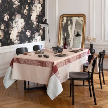 DTR01 Nappe 100x100 cm Rose Violet Coton Roses Carré Nappes de table