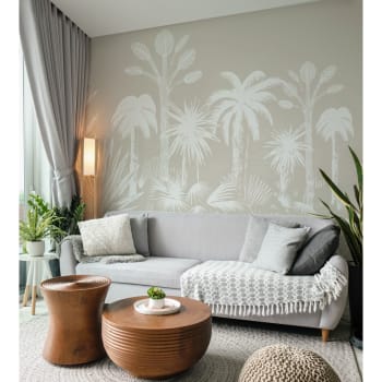 Papier peint panoramique forêt des tropiques 425 x 250 cm beige