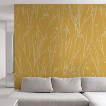 Papier peint panoramique herbes folles 375 x 250 cm jaune