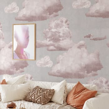 VINTAGE - Tapete Wolken in Pink 250x200 cm