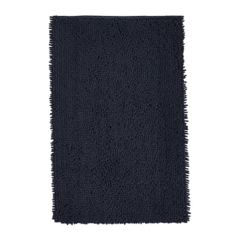 Essential - Tapis de bain mèche uni en Polyester Bleu marine 50x80 cm