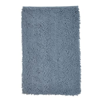 Essential - Tapis de bain mèche uni en Polyester Bleu ardoise 50x80 cm