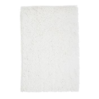 Essential - Tapis de bain mèche uni en Polyester Blanc 50x80 cm