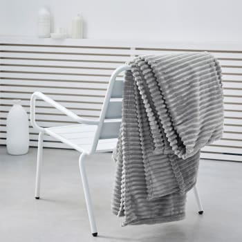 Essential - Plaid cotelé uni en Polyester Gris 150X200 cm
