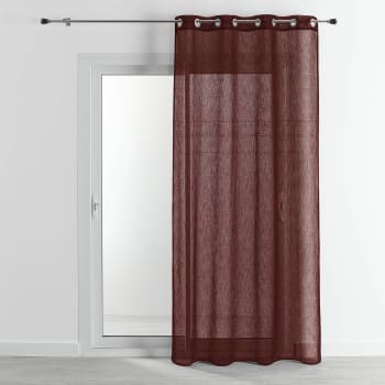 Voilage en étamine  -  - effet lin polyester marron chocolat 140x240