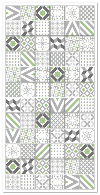 ALFOMBRAS AZULEJOS - Tapis vinyle carreaux ciments love vert 80x150cm
