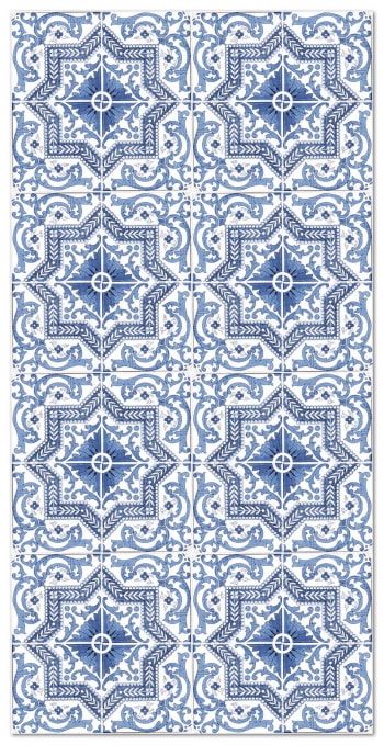 ALFOMBRAS AZULEJOS - Tapis vinyle carreaux ciments tolédo bleu 80x150cm