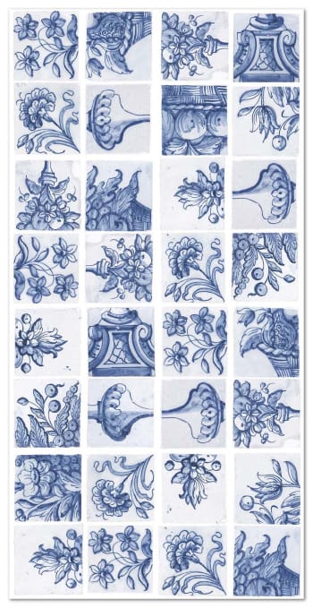 ALFOMBRAS AZULEJOS - Tapis vinyle carreaux ciments séville bleu 60x110cm