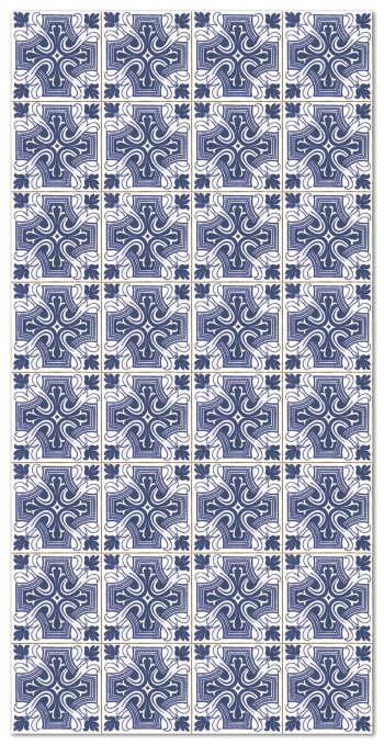 ALFOMBRAS AZULEJOS - Tapis vinyle carreaux ciments salamanque bleu 80x200cm