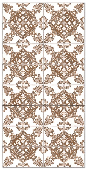 ALFOMBRAS AZULEJOS - Tapis vinyle carreaux ciments cordoue brun 80x200cm