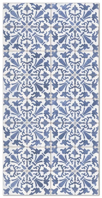 Tapis vinyle carreaux ciments géométrique bleu 100x140cm