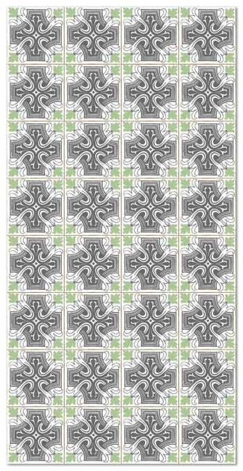 ALFOMBRAS AZULEJOS - Tapis vinyle carreaux ciments salamanque vert 100x140cm