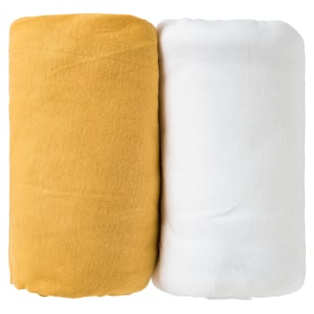 Lot de 2 draps housse bébé en coton jaune et blanc 60x120cm