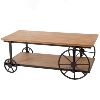 Table basse   sur roue marron en bois H46