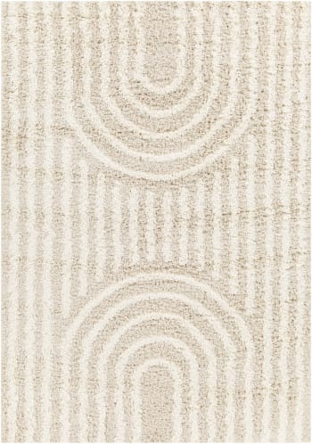 Christina - Tapis Shaggy Scandinave Blanc/Beige 160x220