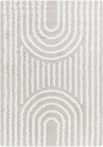 Christina - Tapis Shaggy Scandinave Blanc/Gris 160x220