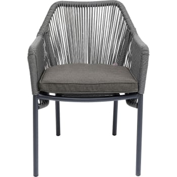 Wave - Chaise de jardin avec accoudoirs en alu et polyéthylène gris