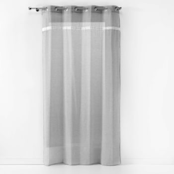 Voilage fantaisie  -  - effet lin polyester gris clair 140x240 cm