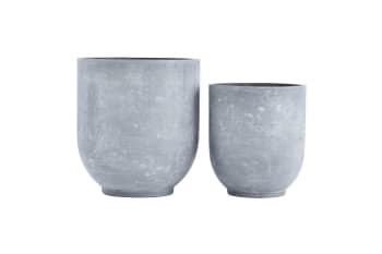 Gard - Cache-pots en béton gris lot de 2 H45 H55