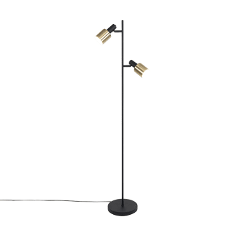 Stijn - Lampada da terra di design nera dorata 2 luci