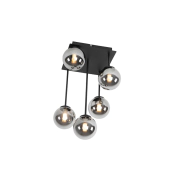 AC Design Furniture Bertha Tavolino Ovale Con Vetro Fumé E Ripiano In Metall, Design Moderno, 95x42x50 Cm, Per Soggiorno E Salotto