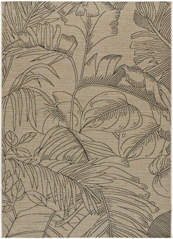 LOTTO - Tapis de jute à motifs tropicals en noir, 160x230 cm