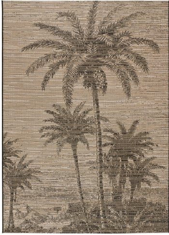 LOTTO - Alfombra de yute con diseño de palmeras en negro, 160X230 cm