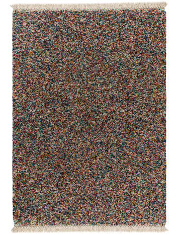 YEBEL - Tapis shaggy avec franges multicolores, 160x230 cm