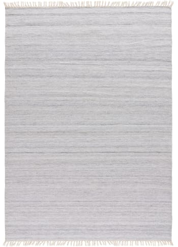 ECO-DHURRIE - Alfombra manual en PET reciclado y color plata, 140X200 cm