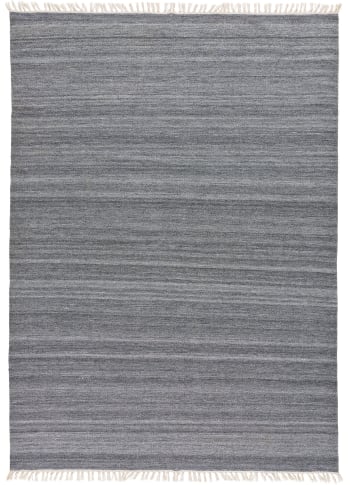 ECO-DHURRIE - Tapis fait main en pet recyclé gris, 160x230 cm
