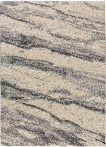 ULAI - Tapis shaggy effet marbre gris, 160x230 cm