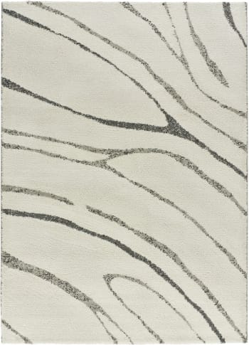 NIAMEY - Alfombra reciclada con diseño abstracto en blanco y negro, 115X170 cm
