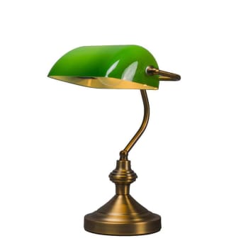 Banker - Lampada da tavolo classica dorata con vetro verde