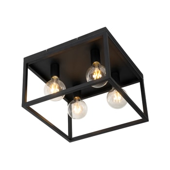 Lampada a sospensione industriale nera grande mensola 4 - luci - CAGE Rack