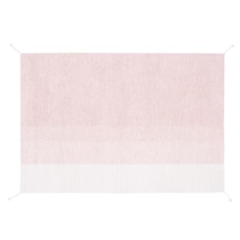 Reversible - Alfombra lavable de algodón rosa 140x200