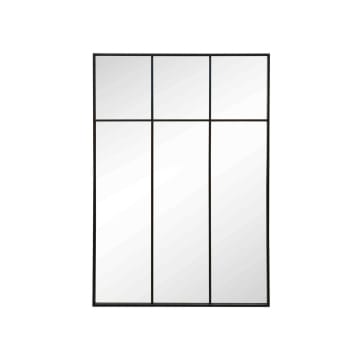 Bricklane - Miroir rectangulaire atelier verrière XXL en métal noir 105 x 150 cm