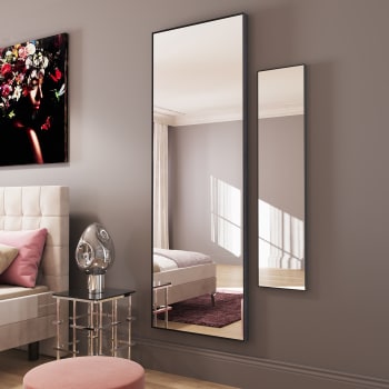 Bella - Specchio industriale in allumino nero 180x30x3 cm