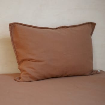 Les essentiels - Taie d'oreiller en gaze de coton terracotta 50x75