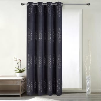 Rideau obscurcissant à motifs brillants polyester noir 140x260 cm