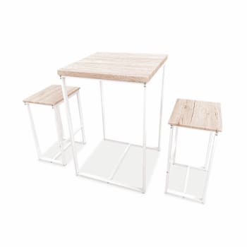 Loft - Set tavolo alto con 2 sgabelli da bar bianco