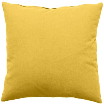 Coussin déhoussable uni en coton polyester jaune 60x60 cm