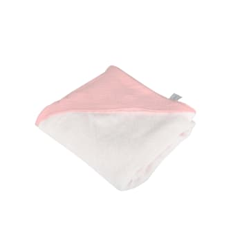 Cape de bain en gaze de coton et éponge rose clair 75x75 cm