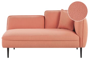 Chevannes - Chaise longue destra bouclé rosa pesca