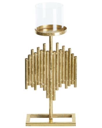 Nias - Kerzenständer Glas Metall gold 47 cm