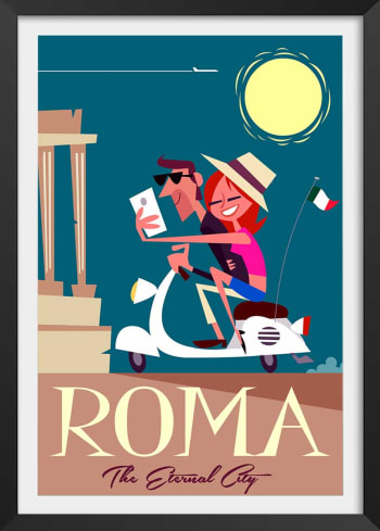 Poster di viaggio romantico con marco negro 20x30cm