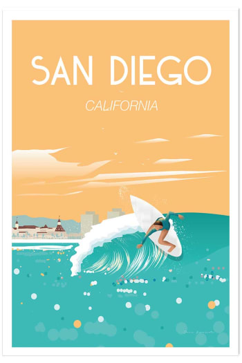 Affiche ville voyage San Diego California sans cadre 60x90cm